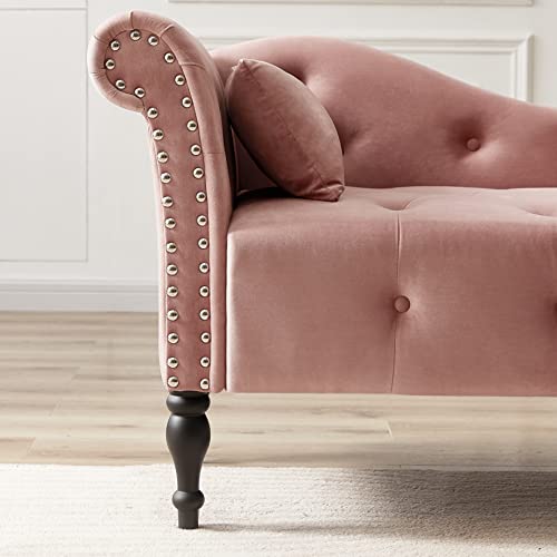 Image of Eafurn 60.6 inch Chaise Lounge Chair Indoor, Oversized Upholstered Sofa Bed for Living Room, Tufted Velvet Sleeper Couch Comfy Recliner Bedroom Reading Seat | Breathable material