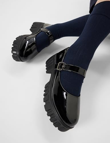 Image of Mochi Women Synthetic Platform Block Heel Mary Jane Shoes