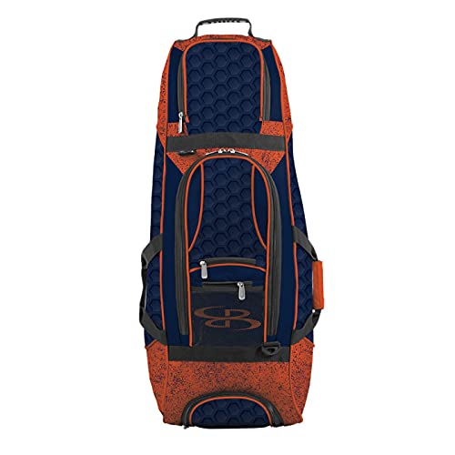 Boombah Spartan Rolling Bat Bag 2.0 3DHC - 38" x 12-1/2" x 12" - Navy/Orange - Holds 4 Bats and Much More