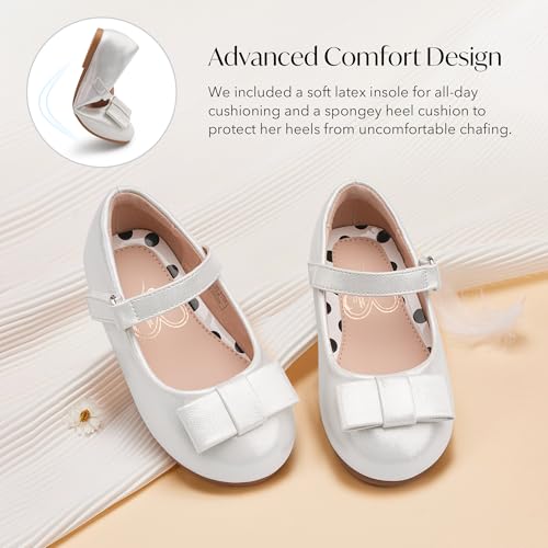 Stelle Girls Dress Shoes Toddler Mary Jane Shoes Flat with Bow for Toddler/Little Kids(GMJ009-Light Silver,7MT) — view 4