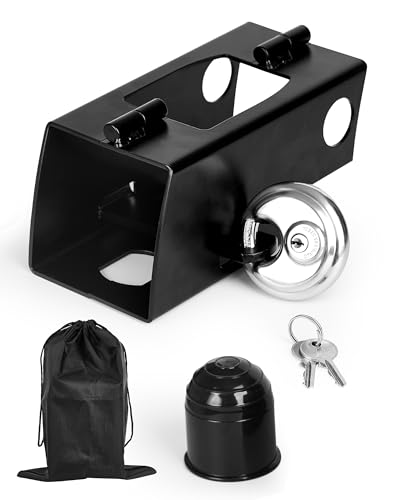 SOSALUK Candado Remolque de Alta Seguridad, Antirrobo Remolque para remolques acoplados y desacoplados, Seguro Caravana con Cepo para Remolque y Protección para Caravanas y Remolques(Negro)