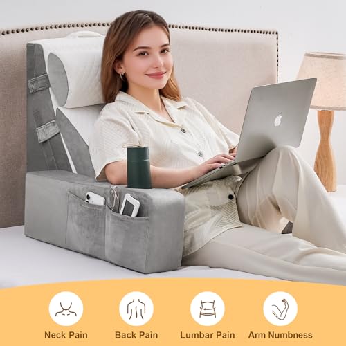 Image of Yojoke Reading Pillow for Bed,Back Pillow for Bed Sitting up with Arms