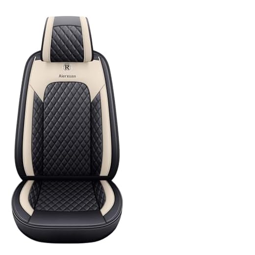 Aierxuan Seat Covers for Cars Women Leather Waterproof Universal Fit for Hyundai Elantra Sonata Ford Forte Honda Civic CRV Toyota Corolla 4Runner Rav4 Highlander Hybrid(Full Set, Black-Beige)
