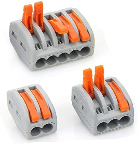 Lever Nut Connector, 50 Pack Conductors Compact Wire Connectors Assortment Terminal Block Wire Push Cable Connector 2 Port 3 Port 5 Port