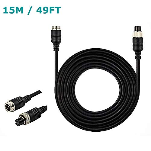 Image of Fookoo 15M /50FT 4-Pin Aviation Extension Cable for Wired Backup Camera /CCTV Rearview Camera Truck Trailer Camper Bus Motorhome Vehicle Backup Monitor System