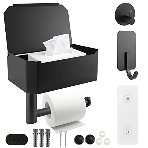 Toilettenpapierhalter Ohne Bohren mit Ablage Klopapierhalter mit Feuchttücherbox Edelstahl Klorollenhalter WC Papier Halterung mit Aufbewahrung für Badzimmer(Selbstklebend) Cover