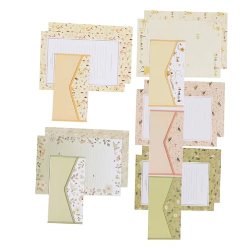 EXQUIMEUBLE 5 セット 花柄 封筒 手紙 紙 と 封筒 手紙 筆記用 文房具 カラー 文房具 紙 と 郵送用 繊細 ランダムカラー