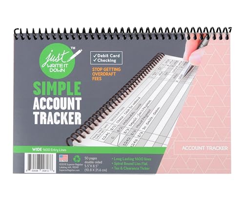 The Superior Register - Simple Account Tracker - Big Checkbook Register & Financial Ledger - Debit Card Register - Bank Register - 1 Pack, Pink, Wide Edition