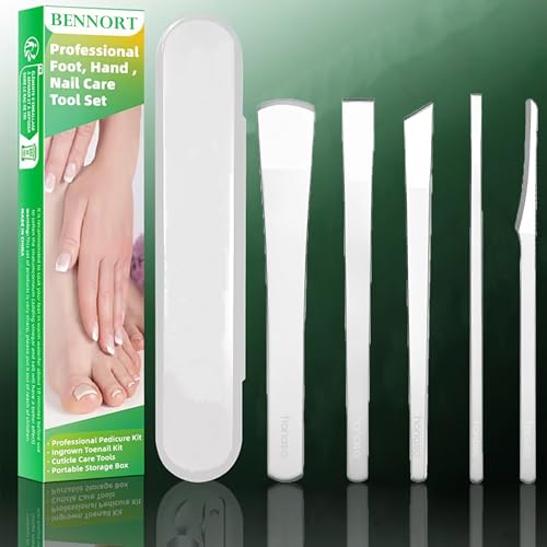 Image of Bennort 5pcs Ingrown Toenail Removal Kit, Stainless Steel Nail Knives Cuticle & Dead Skin Corn Foot Callus Remover, Manicure & Pedicure Knife Tools with Box, Foot Skin Scraper Repair Sharp Blade