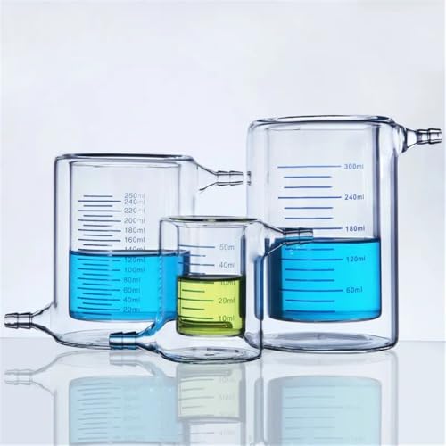 Bécher double couche isolant en verre de laboratoire pour expérience stable