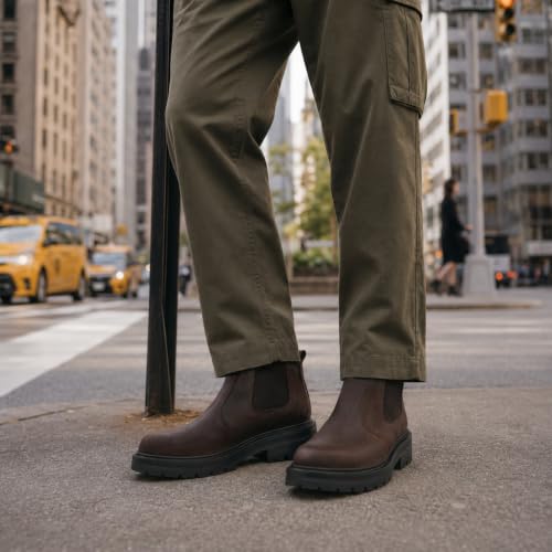 Image of Holy dove Men's Wide Toe Box Platform Chelsea Boots Slip-On Casual Ankle Dress Boot