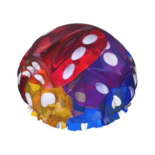 Games Dice Set Cuffia Da Bagno Stampa Per Capelli Lunghi E Capelli Corti, Lavabile, Fascia Elastica Bagno Cappello Per Capelli Lunghi, Treccia