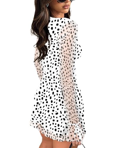Image of HYPERFIRE Women's Mesh Long Sleeve Square Neck Split Hem Party Club Cocktail Bodycon Mini Dress