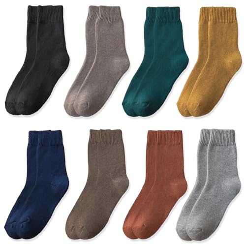 TYXHXTF 8 Pares Calcetines Termicos Mujer, Calcetines Invierno Lana Cálidos Y Gruesos, Calcetines de Invierno Colores para Mujer Senderismo y Regalos