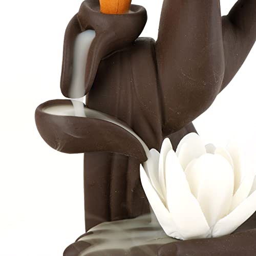 Yyw Lotus Flower Monk Backflow Incense Burner, Large Handmade Ceramic Backflow Cone Sticks Incense Holder Home Decor Craftwork Figurine With Incense Cones #TOP3