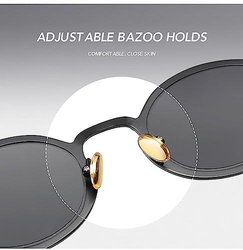 Lunettes de soleil ovales steampunk gothiques pop rétro femmes hommes UV400 cadre mat noir argent