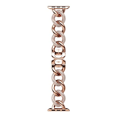 Swarovski Sparkling Chain Strap, Compatible with Apple Watch 40 mm (Series 4/5/6, SE) and 41 mm (Series 7/8/9), Rose Gold-Tone Finish with Clear Crystals, Part of the Sparkling Collection