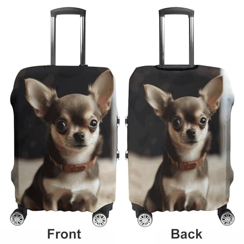 Cute Chihuahua Luggage Cover, Washable Elastic Suitcase Cover Protector Fit 18-32 Inch Luggage3