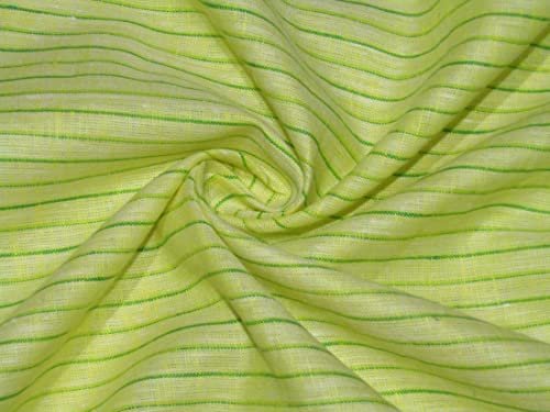 Tissu 100 % lin à rayures jaunes et vertes de 147,3 cm de large pour vos créations
