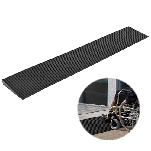 tonchean Threshold Ramp 2.5CM Heigh Rubber Doorways Ramp Strip 1 Inch Rise Cuttable Wheelchair Ramp for Sweeping Robot Mobility Scooter Trolley Bathroom Living Room Balcony Yard