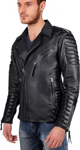 Image of Men Leather Jacket - Lambskin Winter Vintage Motorcycle Biker Jacket, Coat Soft & Stylish Moto Ride & Racing Jacket's