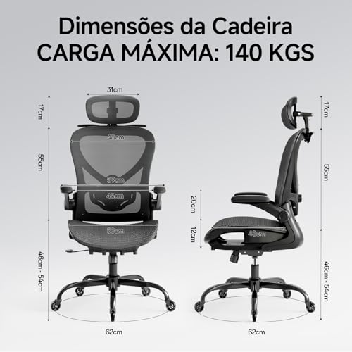 LarkLeaves Cadeira Escritorio com Travesseiro para Pescoço e Encosto de Cabeça 3D, Cadeira Ergonomic