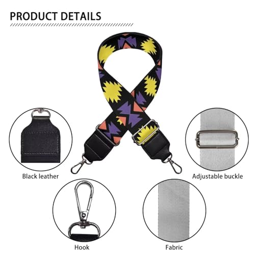 Image of TODIYADDU Yellow Purple Geometric Tribal Aztec Bag Straps with Metal Buckle Adjustable Crossbody Guitar Shoulder Strap for Handbags Bags