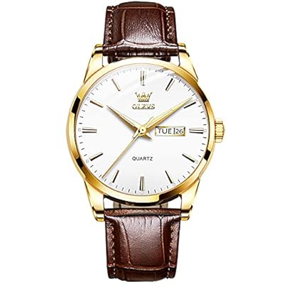 OLEVS Reloj de Hombre Analógico de Cuarzo de Acero Inoxidable Cuero Reloj Clásico de Cuero Marrón Negocios Resistente al Agua Hombres Relojes Elegancia Luminoso Día Fecha Esfera Blanca | Ya disponible en tu tienda friki favorita! En mundofriki.es!