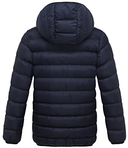 Ggleaf Boys' Hooded Lightweight Water Resistant Puffer Jacket Winter Coat Navy And Blue 14-16 #TOP1