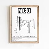 Modern Poster of MCO Orlando International Airport (2) | 11x17 12x18 16x24 24x36 Unframed Print Wall Art | Minimal Traveler Gift | Minimalist Home Office Decor