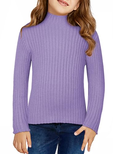 SELINK Girls Casual Puff Long Sleeve Sweaters Crewneck Rib Knit Pullover Sweater Tops