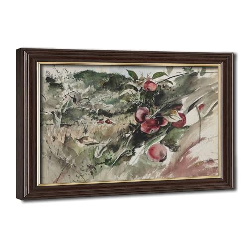 Affiche Andrew Wyeth Picking Apples | Poster vintage ferme américaine déco murale toile 20cm