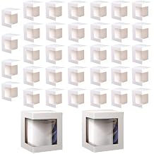 Yuixoseu 36 Pack Mug Boxes for Gifts, Small Gift Boxes with Clear Window, Transparent Cups Wrapping Box for Sublimation Mugs Coffee Cups DIY Crafts Candle 11oz, 12oz, 15oz Gift Wrapping White