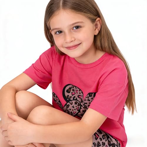 Image of Axumity Kid Toddler Girl Clothes Summer Ruffle Sleeve Figure Graphic Shirt + Shorts Summer Outfits Set