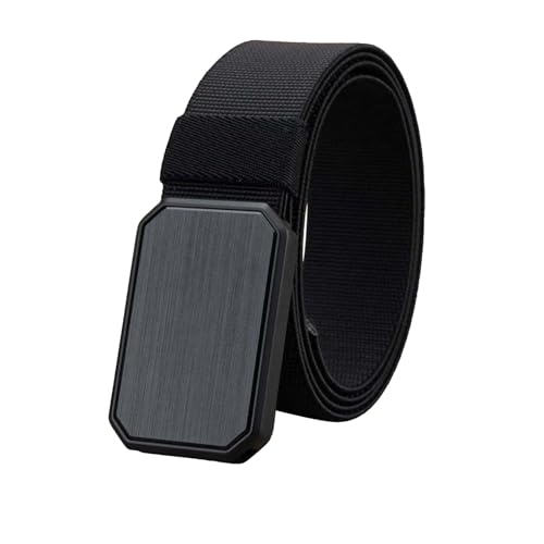 Tactical Belt with Magnetic Buckle, Black Nylon, 47.2 Inch Length, Military Style Belt with Aluminum Alloy Buckle