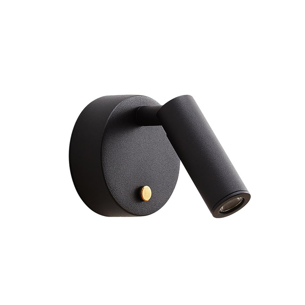 USMCPQVXN Led Wall Sconce Lamp Bedside Wall Mount Reading Light 350°+90° Rotation Wall Sconces Lighting Indoor Wall Swivel Spotlights with Rechargeable Battery Operated USB Port/Black