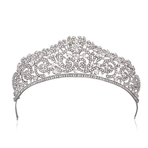 Princess Crown - Tiaras and Crowns for Girls Metal - Bridal Crowns for Wedding - Tiaras and Crowns for Little Girls Bulk, Wedding, Birthday, Party, Prom (Silver Crown)
