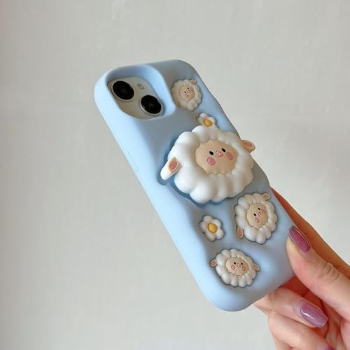 Image of MIDOS Back Cover Compatible with iPhone 14 Plus Soft Silicone 3D Cute Cartoon with Holder Full Protective Case for iPhone 14 Plus (Case 6)
