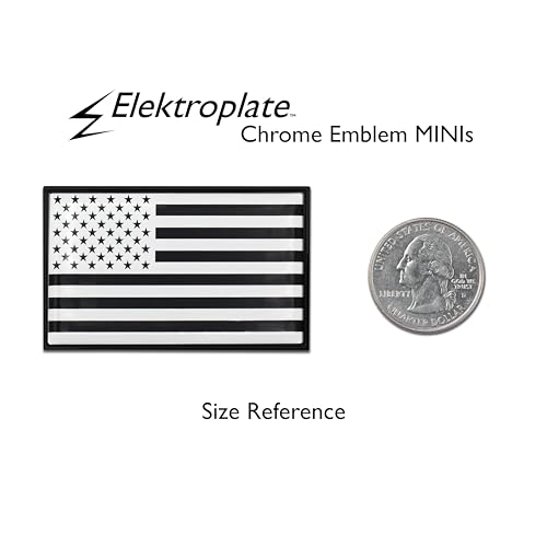 Image of Elektroplate 2 Mini Inverted American Flag OEM Chrome Emblems for Motorcycles, Watercrafts, and Decorations | Universal Fit at 2.2 inch x 1.4 inch | Weatherproof | 2-Pack