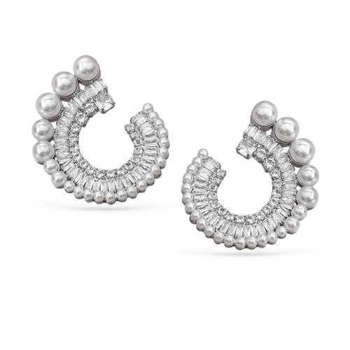 Image of Rubans Stud Earrings American Diamond Zirconia Stylish Jewellery Gift for Women & Girls