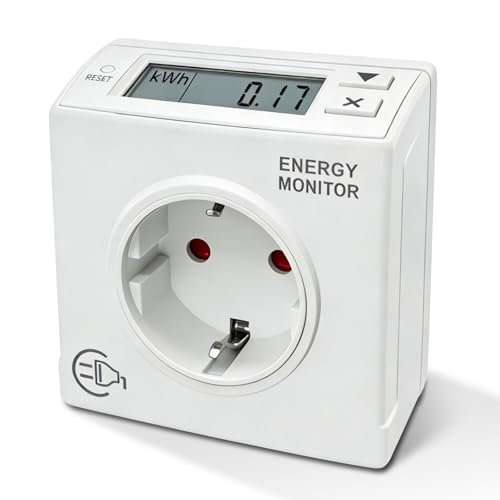 G-ELEK Stromzähler für Steckdose | Energiekostenmessgerät mit Kindersicherung Speicherfunktion & Reset-Taste | 230V 16A 3680W | Plug & Play | Weiß