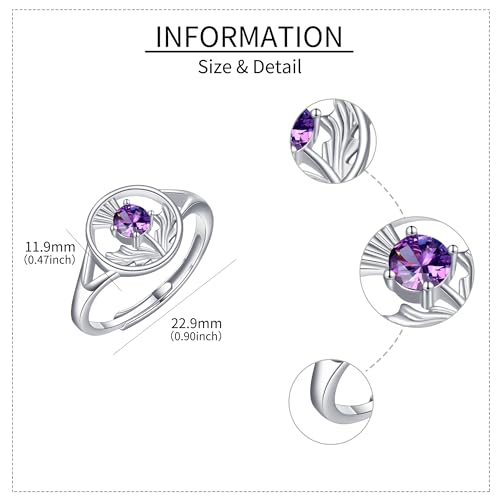Bague chardon écossais argent 925 et améthyste de prestige