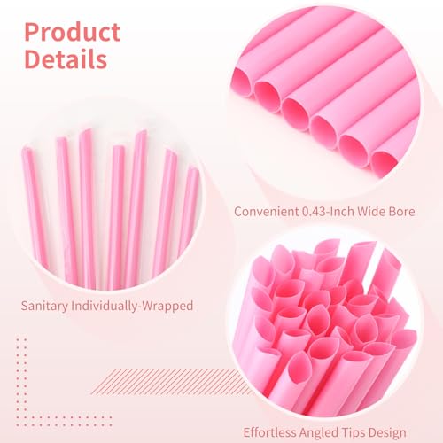 600 pitillos jumbo rosas de plástico desechable miniatura 4