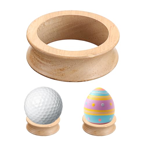 JUXYES Wooden Sphere Holder Display Stand, 6 Pack Small Wood Crystal Ball Stand, Simple Round Display Easel Stands for Decorative Eggs, Crystal Balls, Golf Ball, Stones, Gemstones, Collections, 32mm