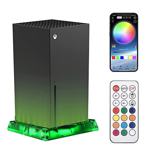 LED Light Stand for Xbox Series X S Console, 12 Colors 300 Effects LED Stand Compatible with Xbox Series X/S, Music Sync Color Changing LED Light Vertical Stand with IR Remote/APP/USB Control