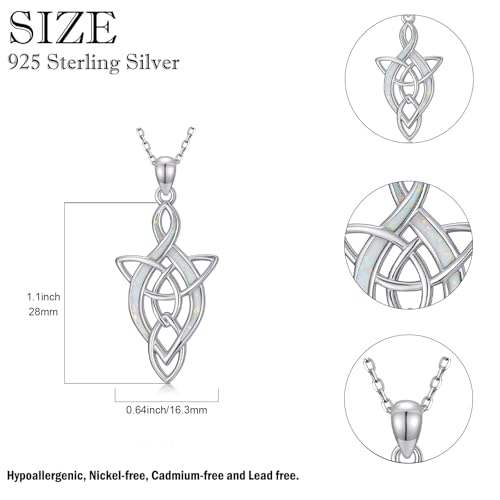 Celtic Knot Necklace for Women 925 Sterling Silver Opal Irish Necklace Infinity Heart Pendant Celtic Jewelry Birthday Gifts for Girlfriend Mom4