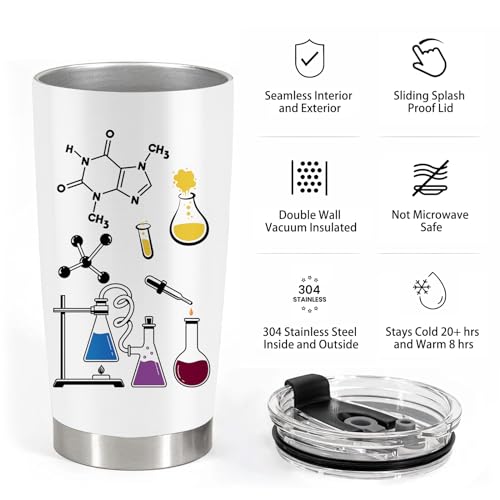 Chemistry Gifts Tumbler Gifts for Chemistry Lovers, Appreciation Gifts for Chemist Teacher, Chemistry Stainless Steel Tumbler with Lid and Straw Coffee Mug 20 OZ - Image 4