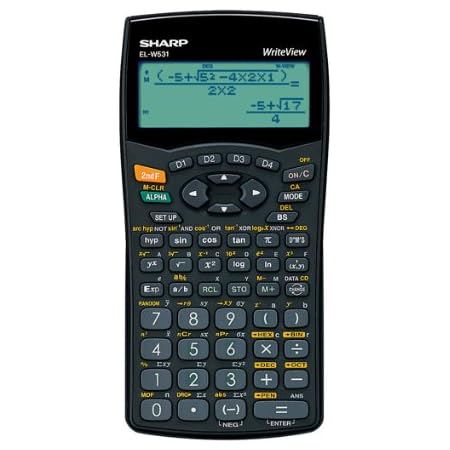 Sharp WriteView wissenschaftlicher Taschenrechner batteriebetrieben vierzeilig 335 Funktionen 2 Tasten Rollover