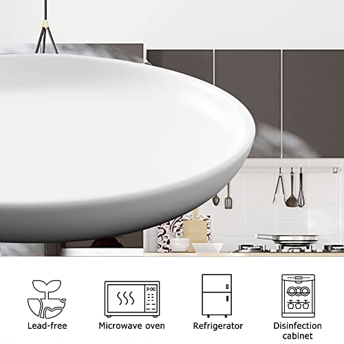Jukfita Ceramic Dinner Plates Set, 8 Inch Matte Glaze Salad Plates, Porcelain Dinnerware Appetizer Dessert Dish Set, Scratch Resistant Kitchen Oven Dishwasher Microwave Safe, Set Of 3 White #TOP2