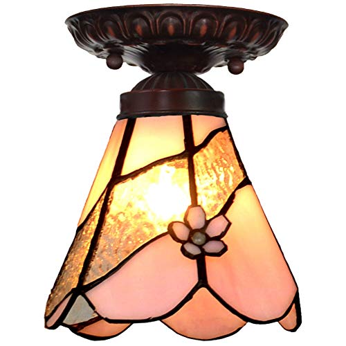 Plafonnier Tiffany en vitrail 18 cm, abat-jour chaleureux pour éclairage couloir et balcon - 2